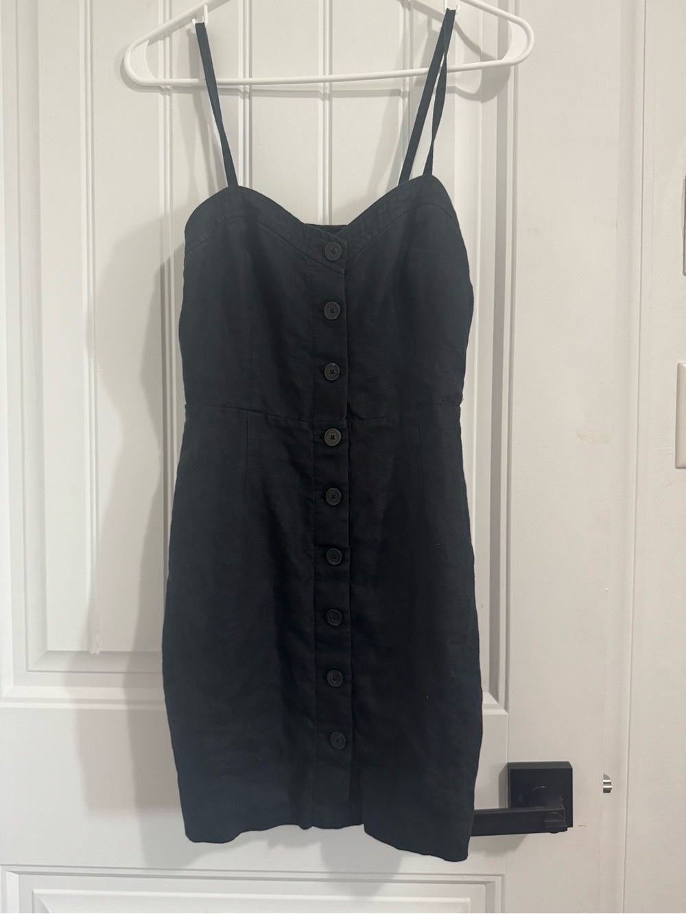 Wilfred Black Button-Front Spaghetti Strap Mini Dress